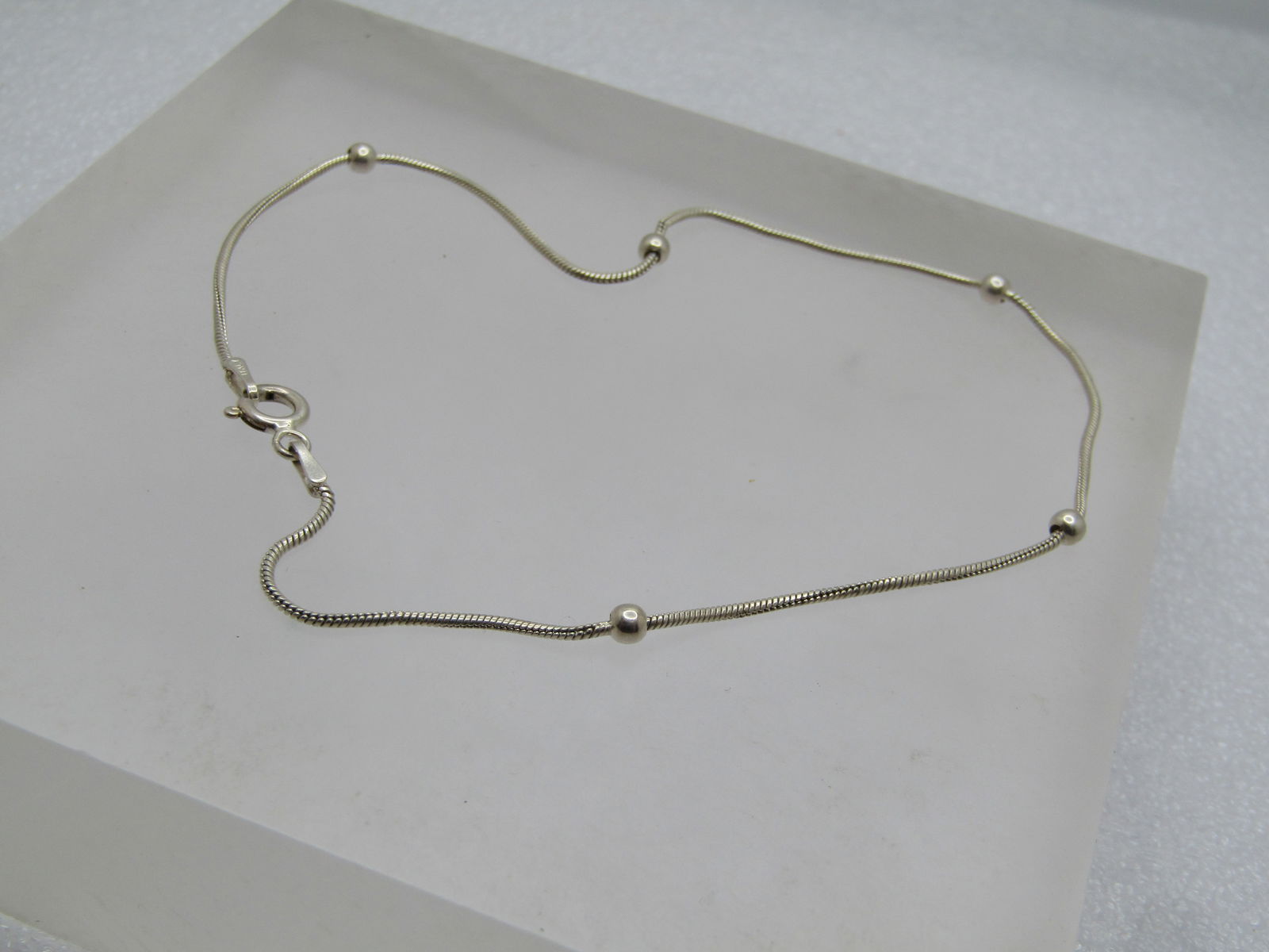 Vintage Sterling Ankle Bracelet, 10", 10" Signed KC 1980's-1990's - 3