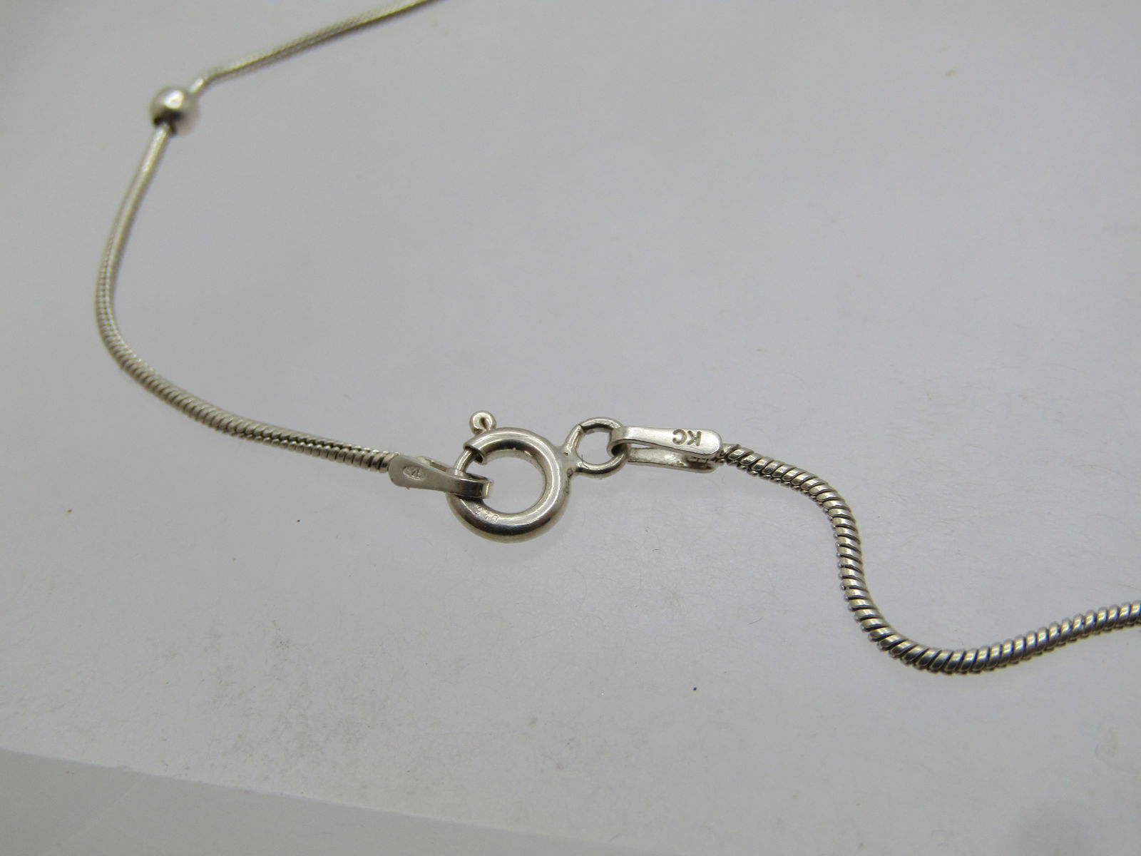 Vintage Sterling Ankle Bracelet, 10", 10" Signed KC 1980's-1990's - 5