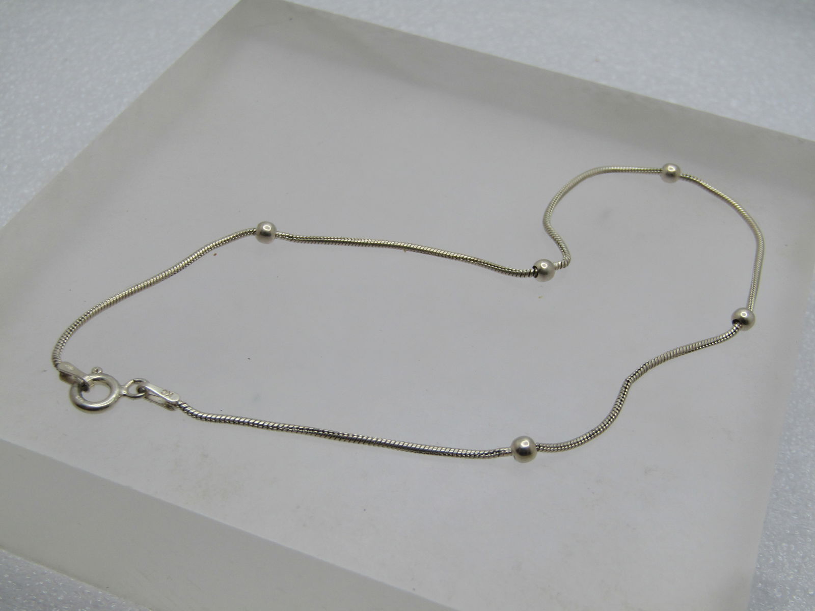 Vintage Sterling Ankle Bracelet, 10", 10" Signed KC 1980's-1990's - 6