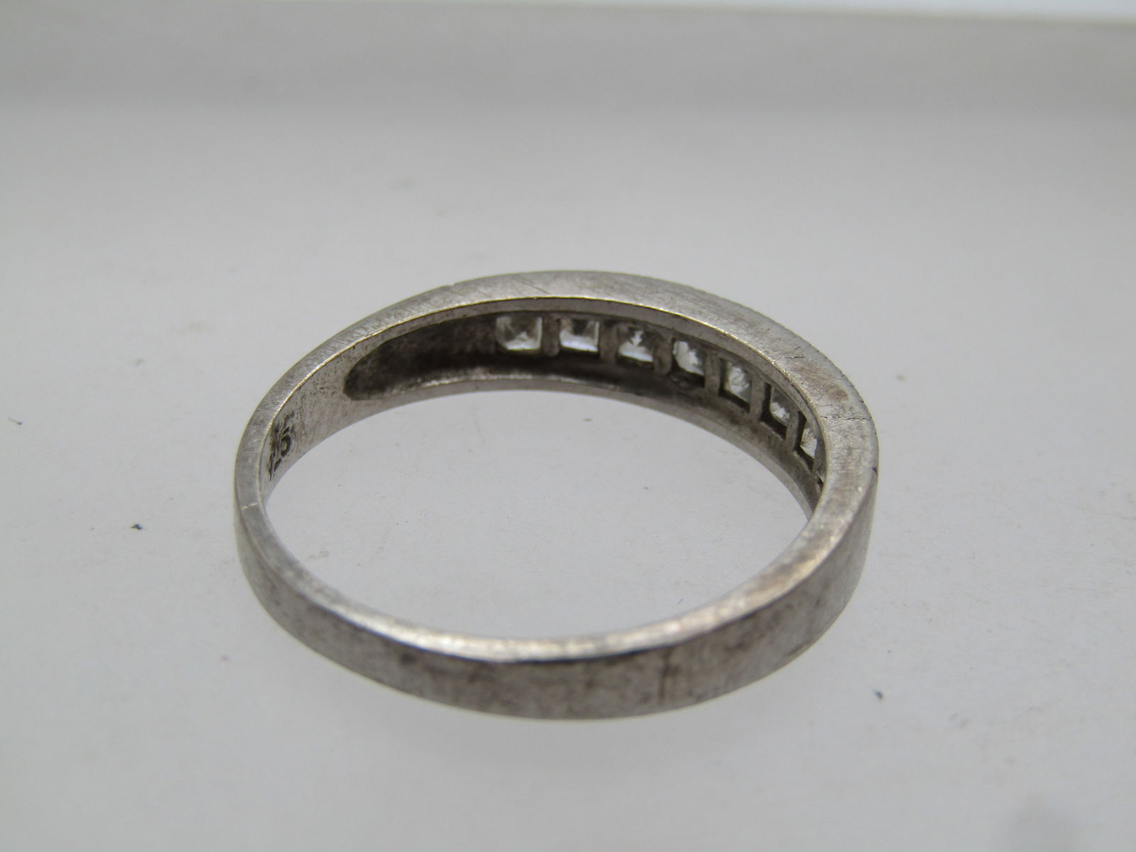 Vintage Sterling Square CZ/Rhinestone Band/Ring, Sz. 11, Wedding/Anniversary, 1980's-1990's - 4