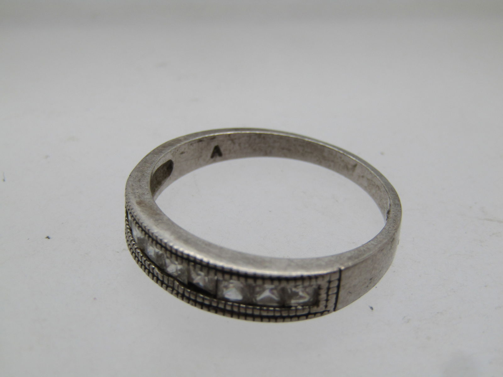 Vintage Sterling Square CZ/Rhinestone Band/Ring, Sz. 11, Wedding/Anniversary, 1980's-1990's - 5