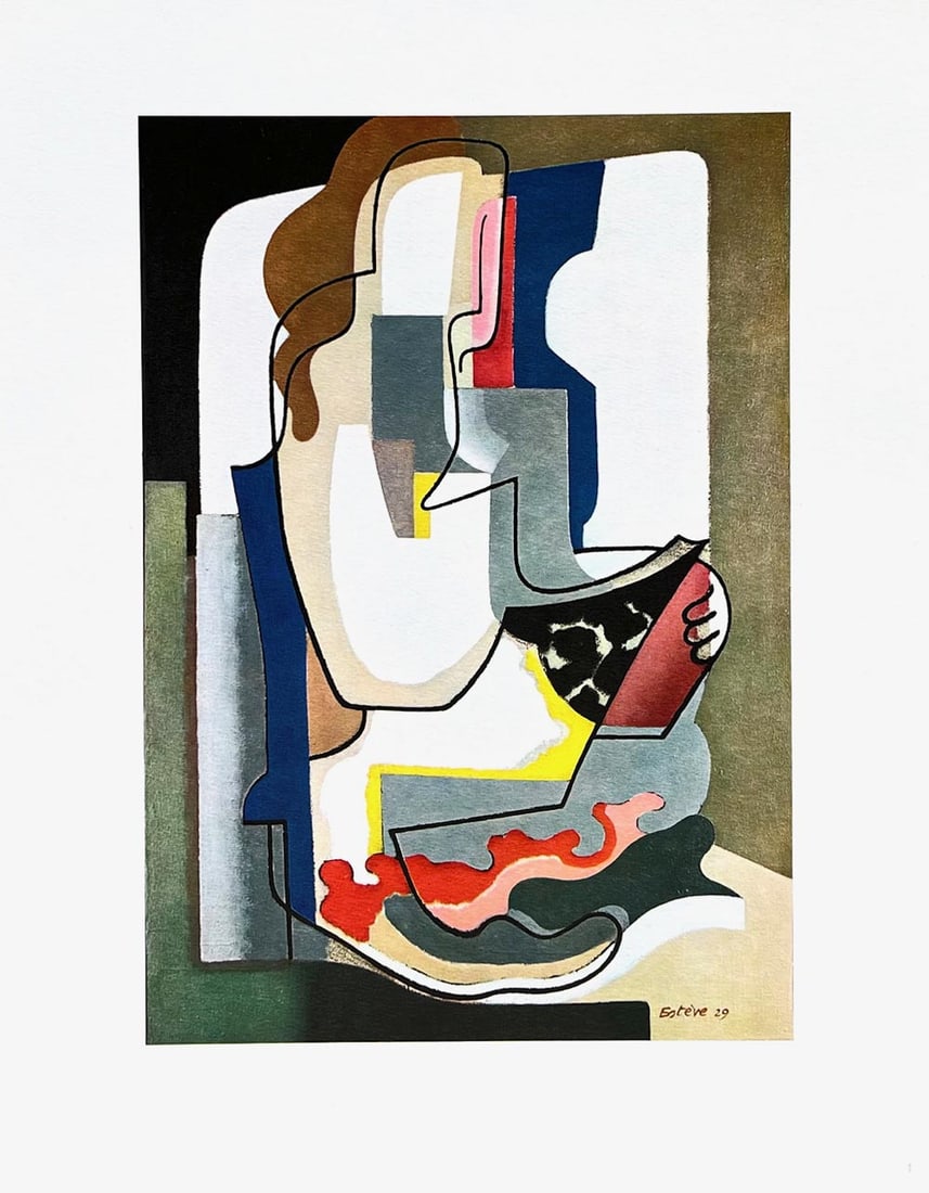 Maurice Esteve Print 1 Liseuse 1961: Title: Maurice Esteve Print 1 Liseuse 1961 Artist: Esteve Description: Title: Liseuse Artist: Maurice Esteve Country: France Medium: Offset Marks: Signed in plate not numbered, have one inch white