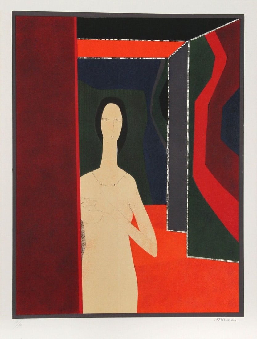 Minaux Original Lithograph Helene-Passante Signed & Numbered 1974: Title: Minaux Original Lithograph Helene-Passante Signed & Numbered 1974 Artist: Minaux Description: Artist: Andre Minaux Country: France Title: Helene - Passante Medium: Original Lithograph Marks: Ha