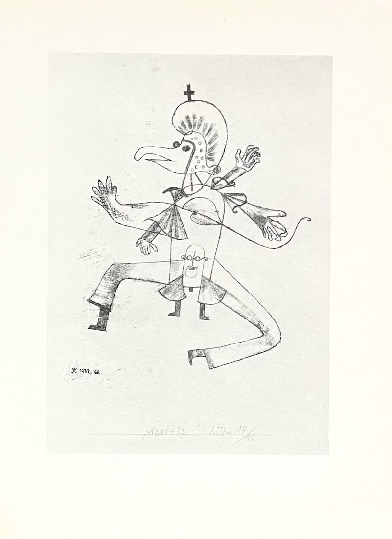 1947 Paul Klee Engraving 31 Buffoonery 1922: Title: 1947 Paul Klee Engraving 31 Buffoonery 1922 Artist: Klee Description: Artist: Paul Klee Country: Switzerland / Germany Title: Buffoonery - 1922 Medium: Engraving - 31 printed: 1947 by Meriden G