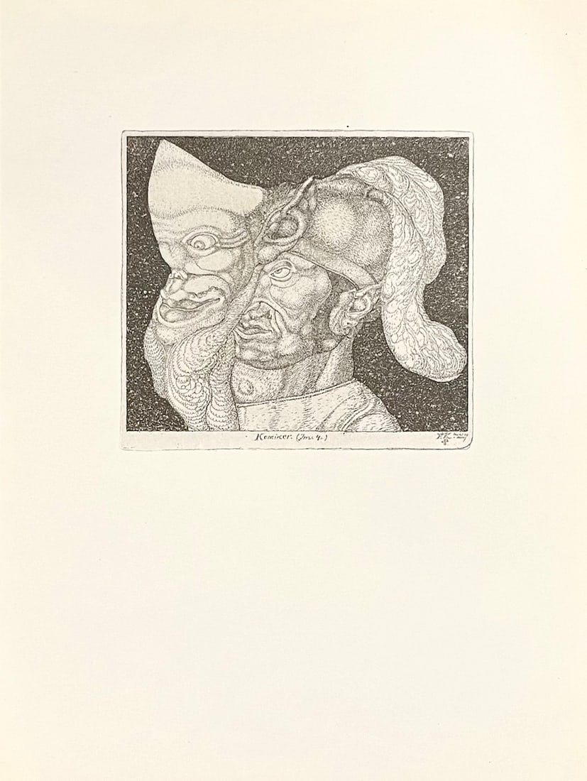 1947 Paul Klee Engraving 3 Comedian 1904: Title: 1947 Paul Klee Engraving 3 Comedian 1904 Artist: Klee Description: Artist: Paul Klee Country: Switzerland / Germany Title: Comedian 1904 Medium: Engraving - 3 printed: 1947 by Meriden Gravure