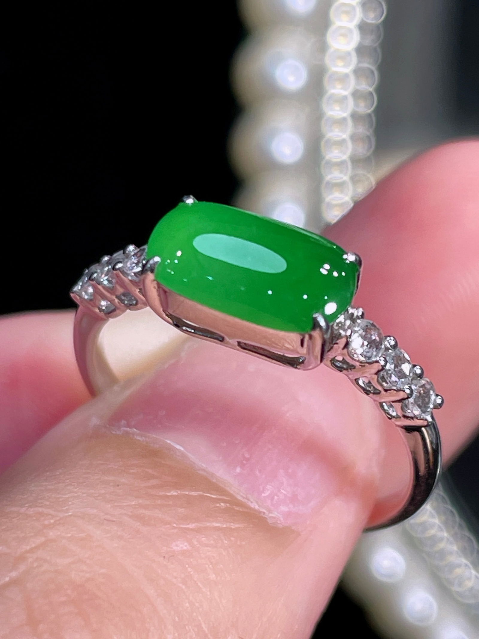 18k Gold and Diamond Jadeite Ring - 3