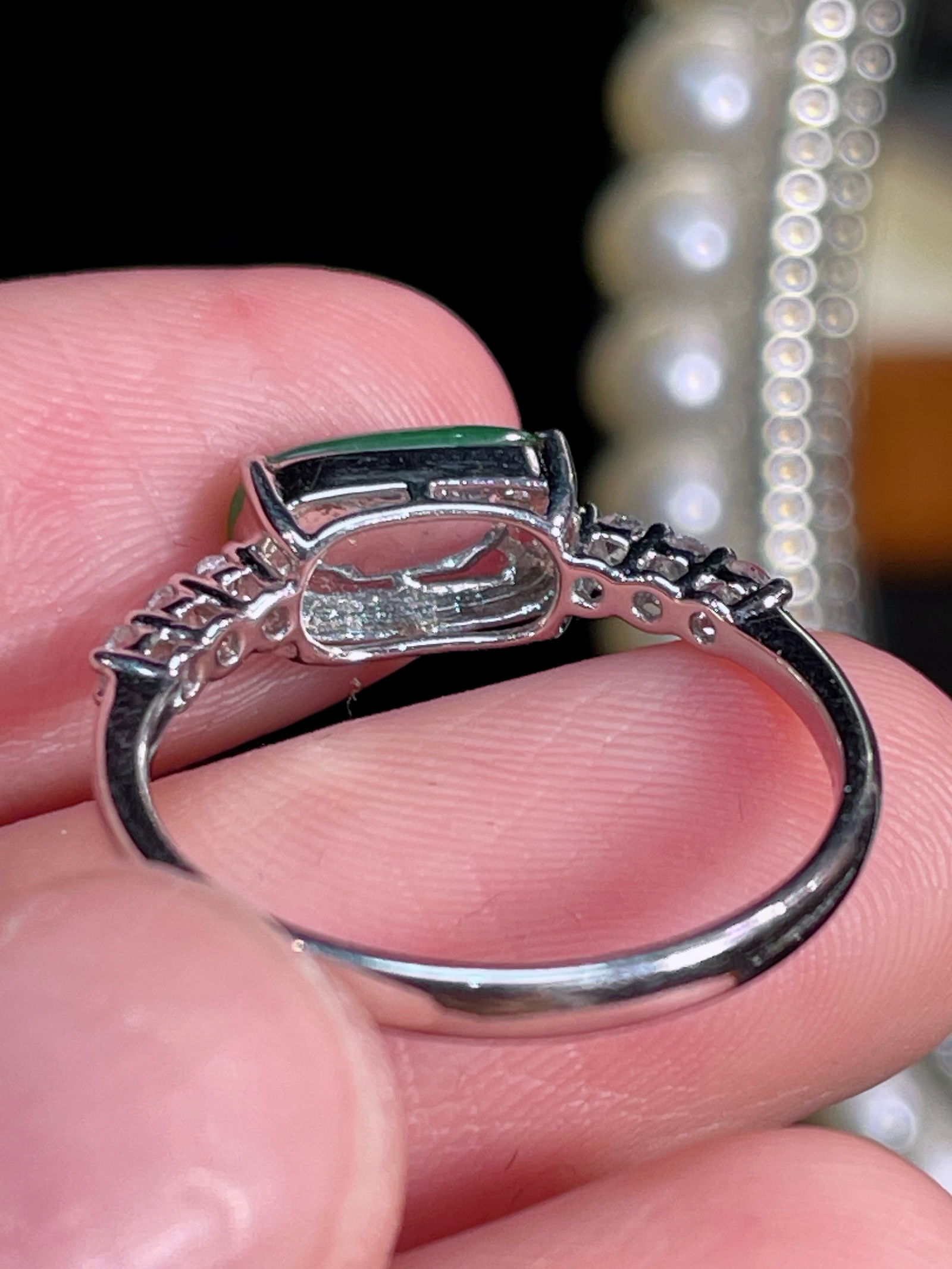 18k Gold and Diamond Jadeite Ring - 4