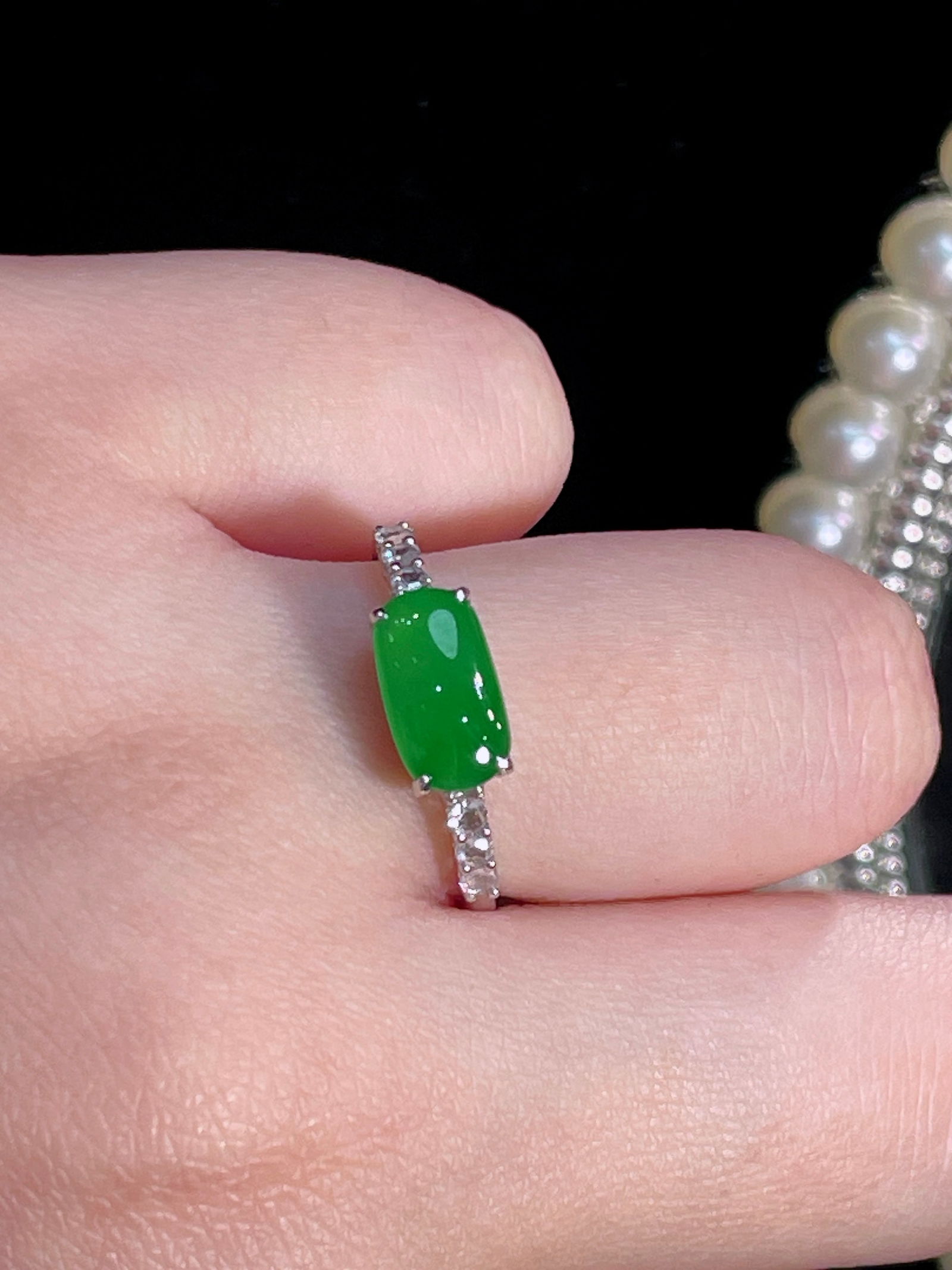 18k Gold and Diamond Jadeite Ring - 5