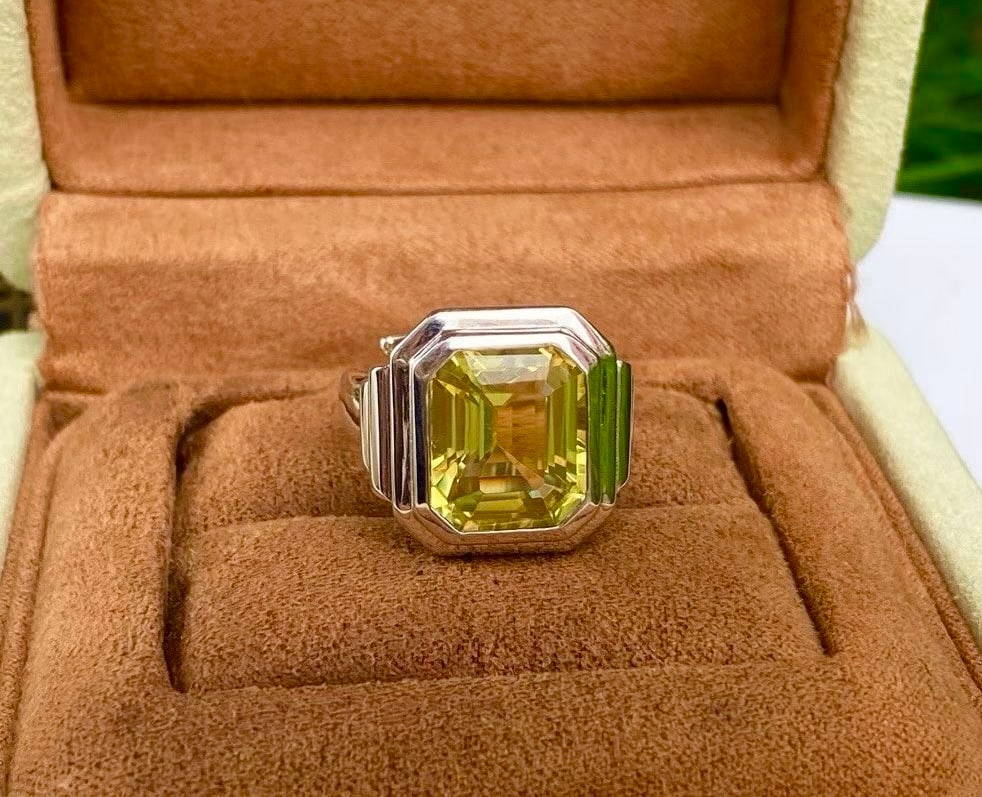 925 Silver Natural Lemon Crystal Ring - 3