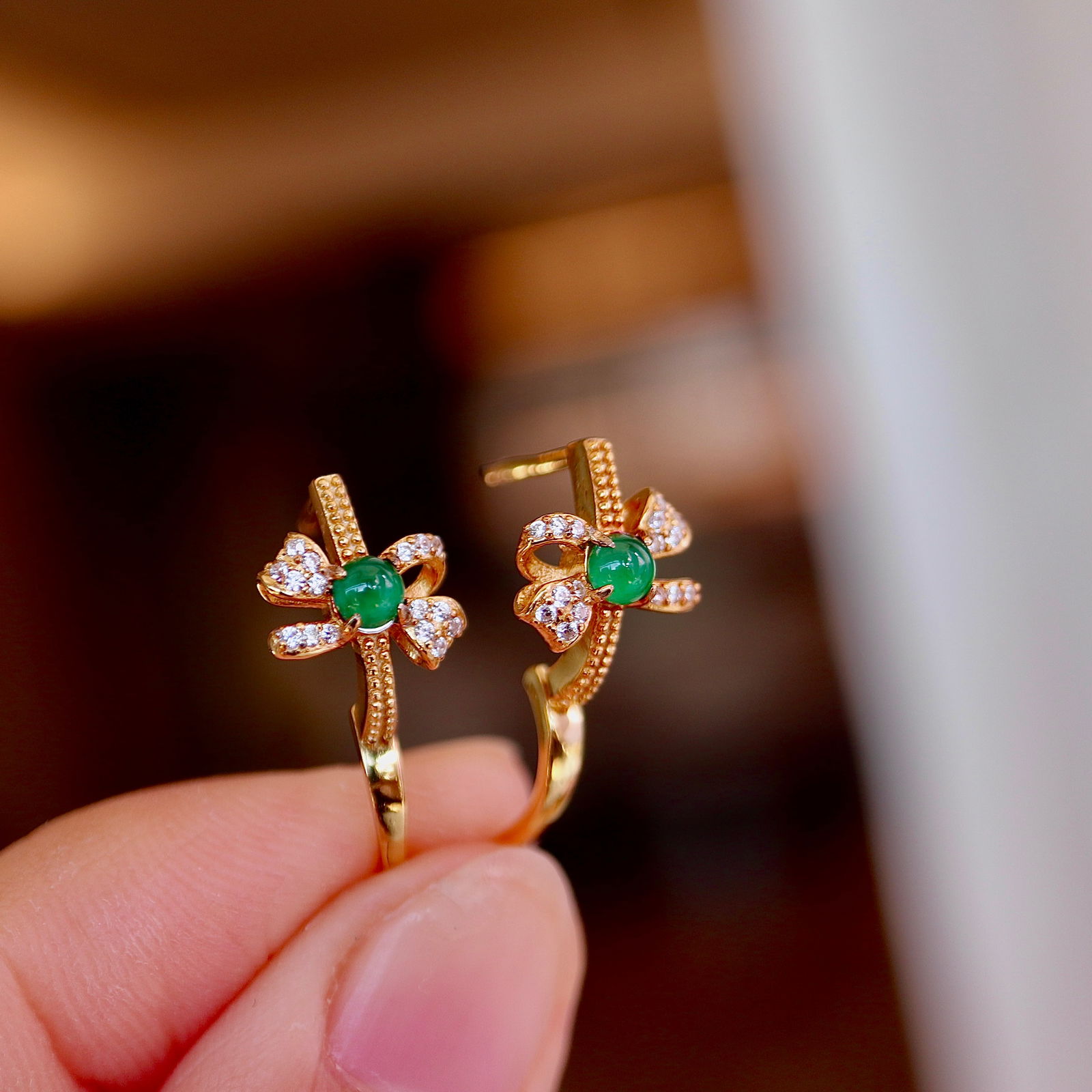 S925 Silver Natural jadeite ring - 5