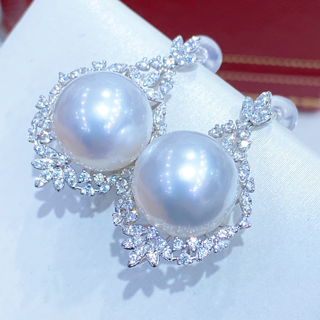 S925 Silver Aurora Glass Pearl Earrings - 2