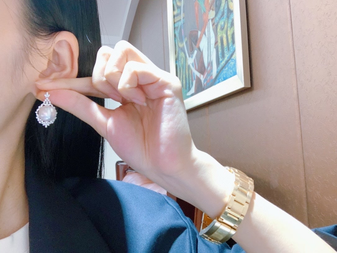 S925 Silver Aurora Glass Pearl Earrings - 7