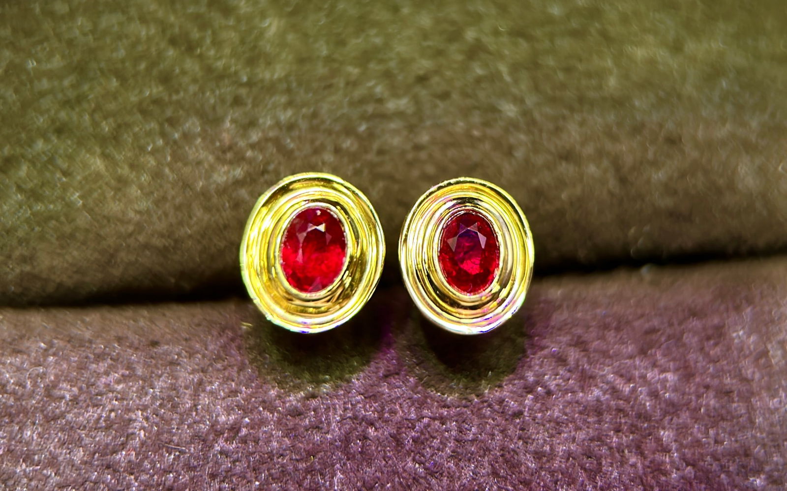 18k Gold Ruby Earrings - 2