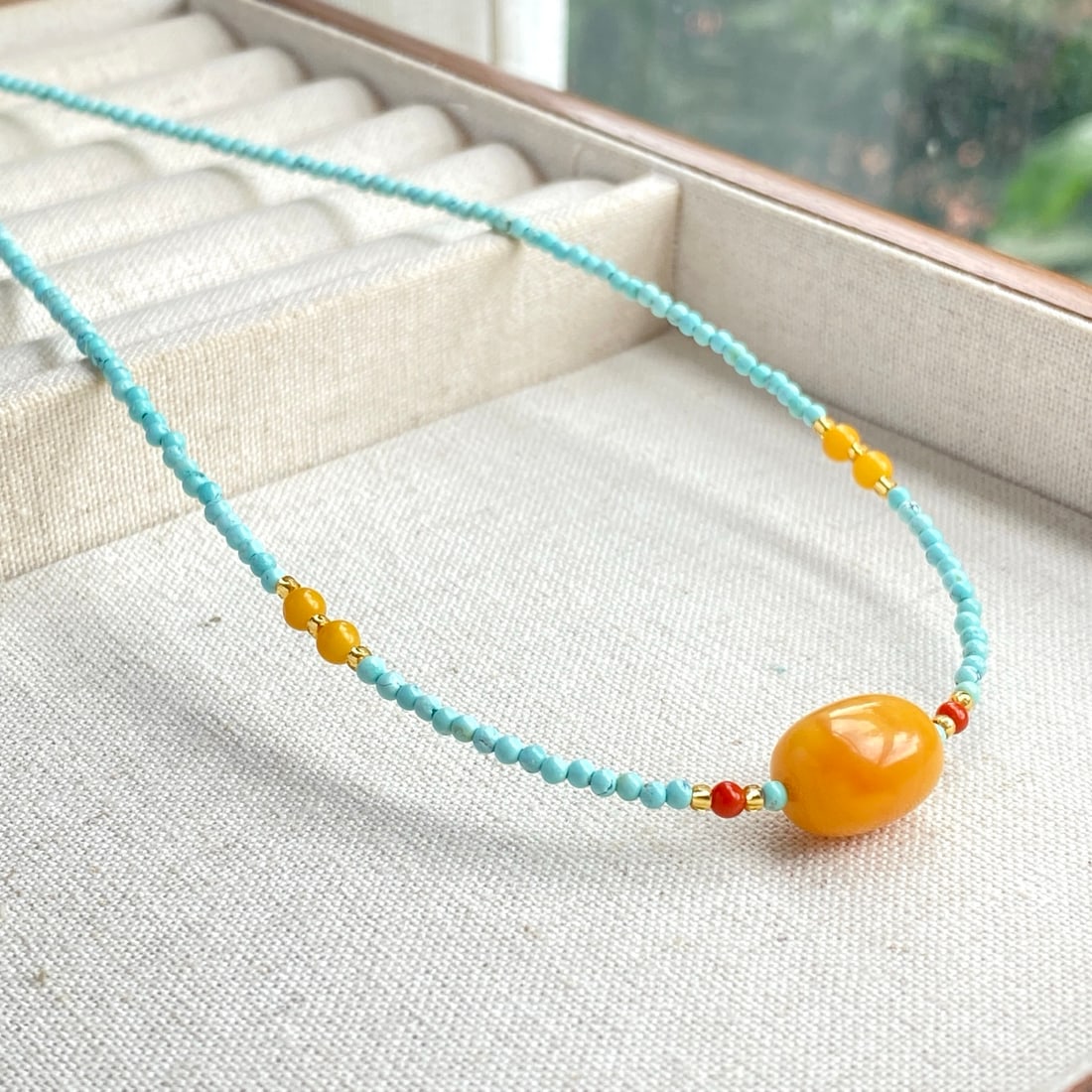 S925 Silver Natural Turquoise Necklace - 4