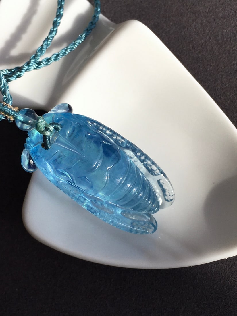 Aquamarine Carved Pendant - 10