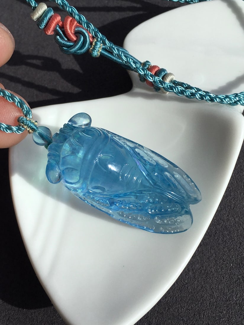 Aquamarine Carved Pendant - 3