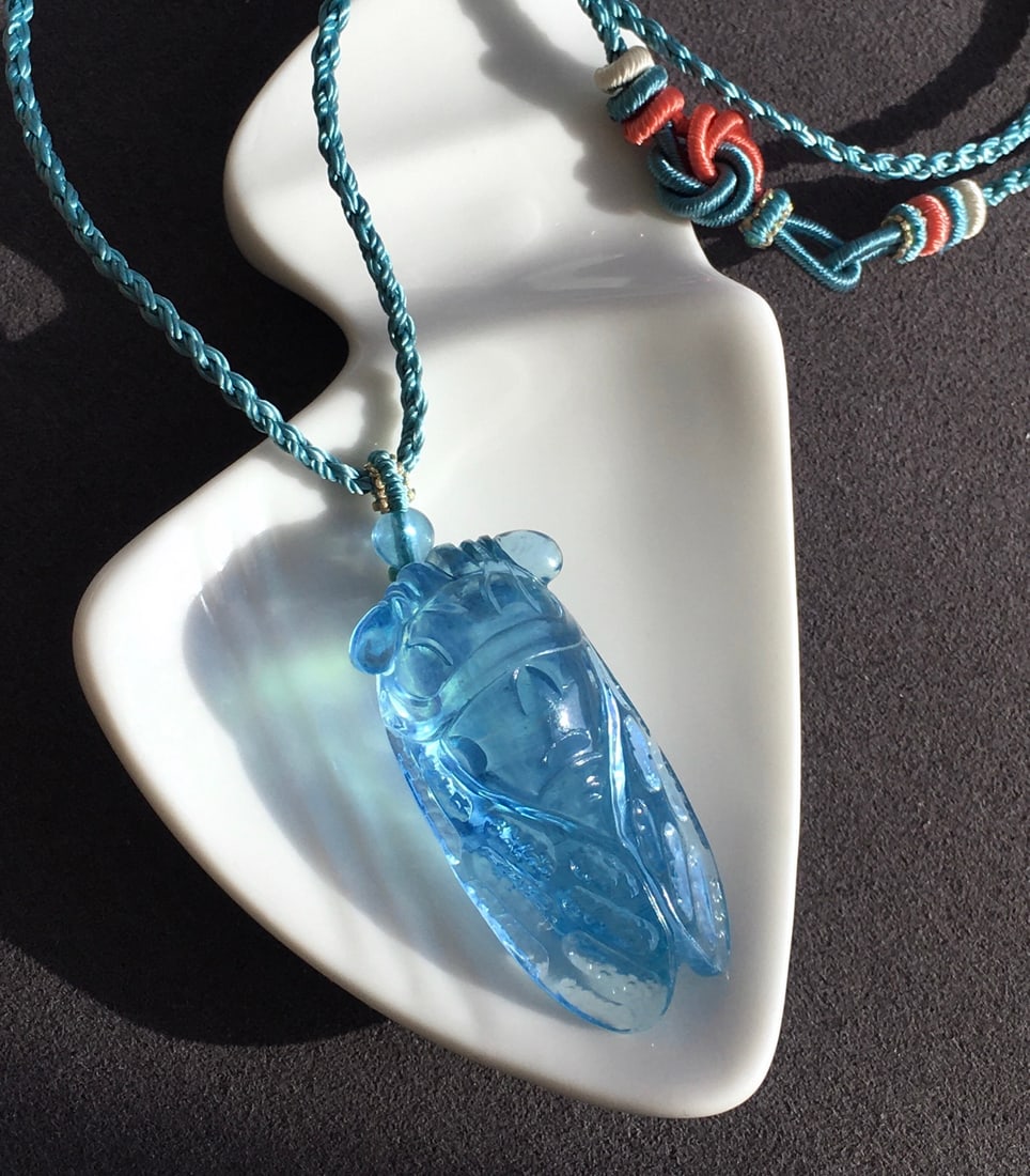Aquamarine Carved Pendant - 4