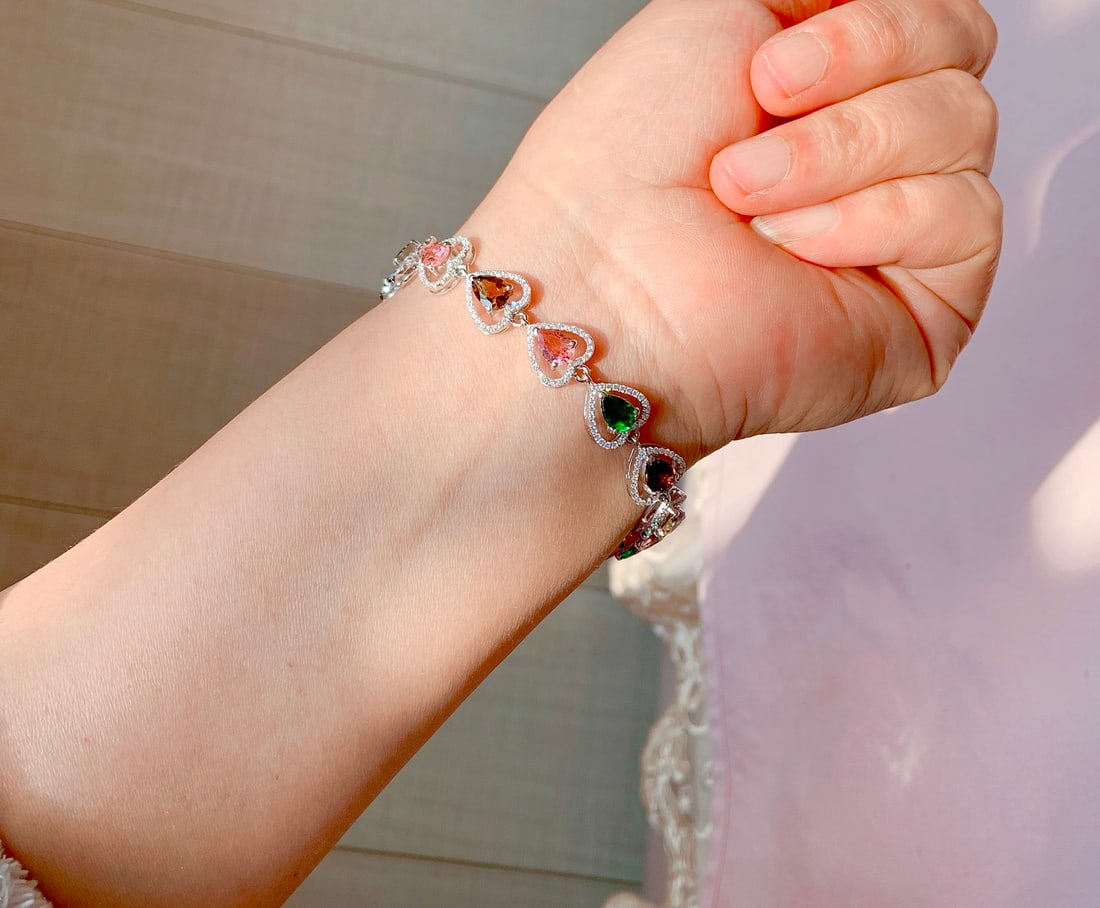 S925 Silver Natural Tourmaline Bracelet - 2