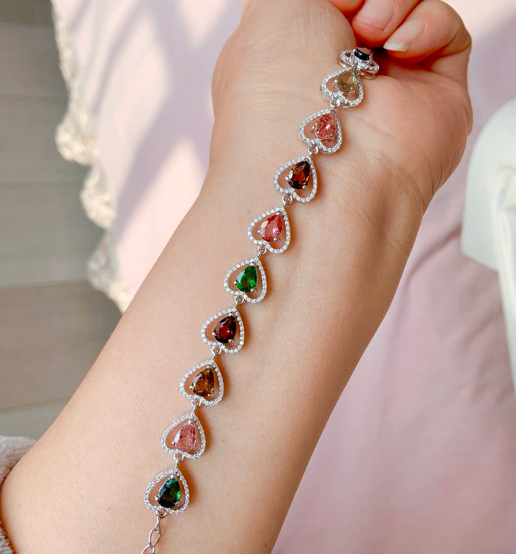 S925 Silver Natural Tourmaline Bracelet - 4