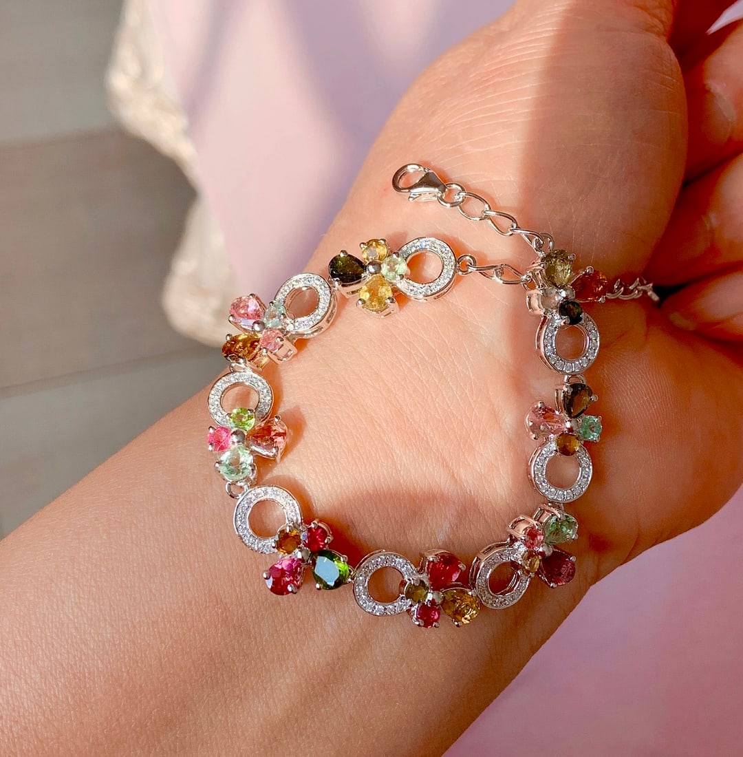 925 Silver Natural Tourmaline Bracelet - 3