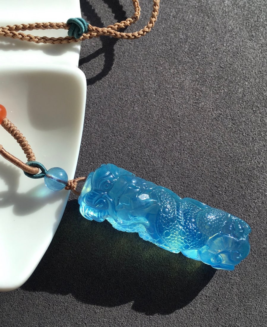 Aquamarine Carved Pendant - 2