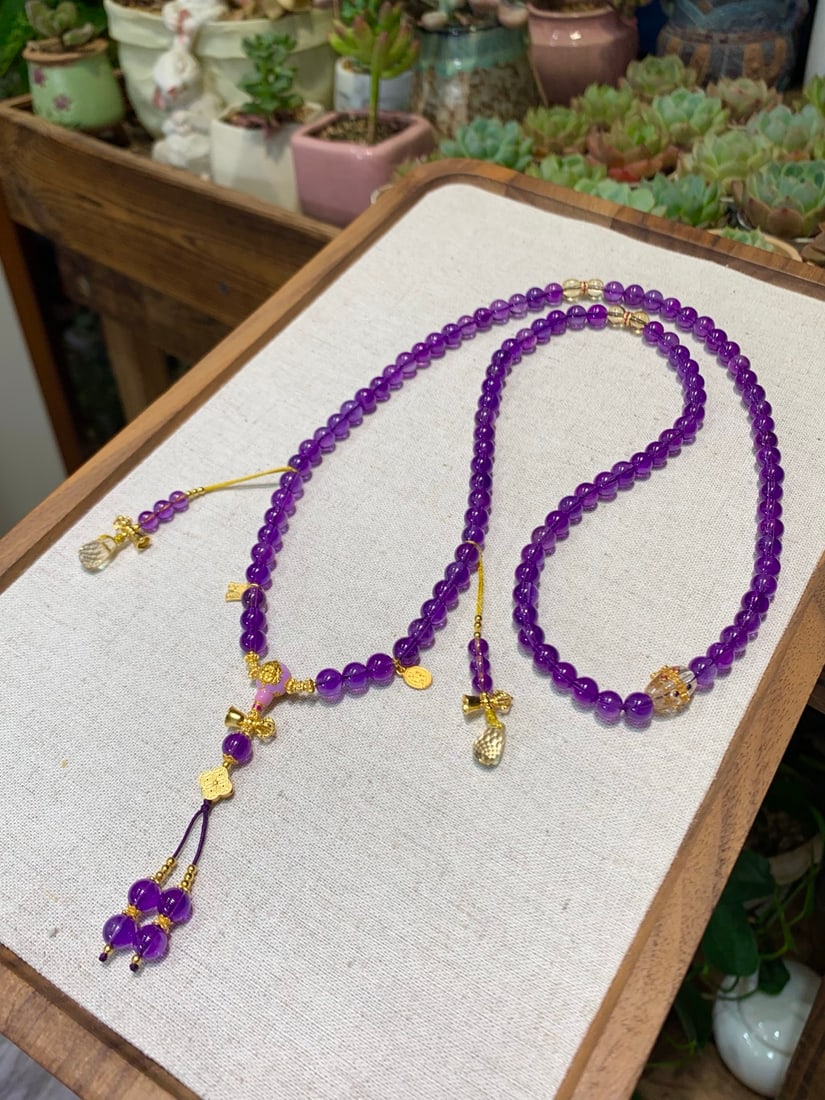 Amethyst Natural Gemstone Bead Bracelet/Necklace - 3