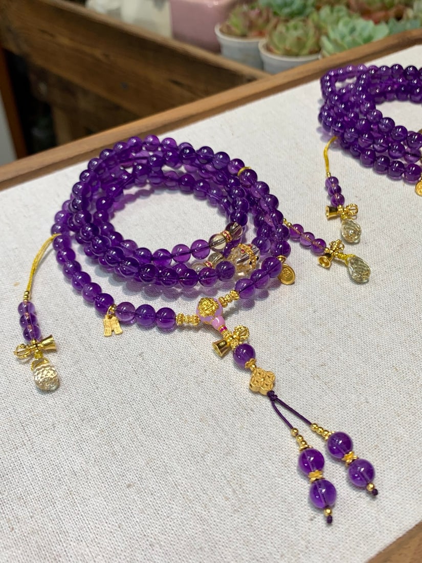 Amethyst Natural Gemstone Bead Bracelet/Necklace - 4