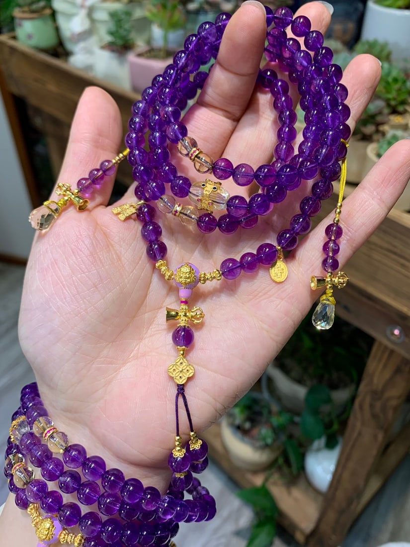 Amethyst Natural Gemstone Bead Bracelet/Necklace - 5