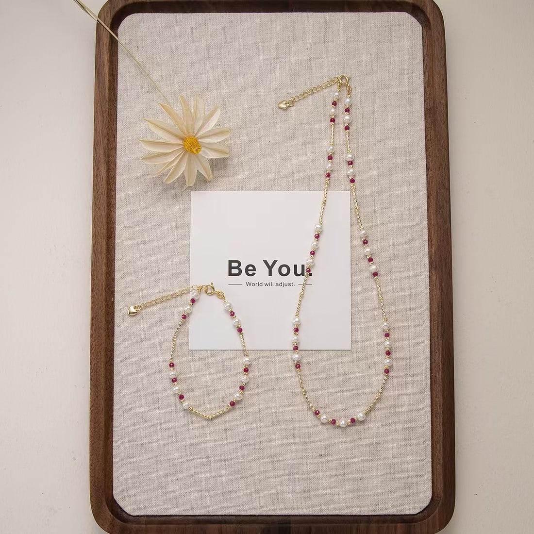 Ruby and Pearl Jewelry Set - 2