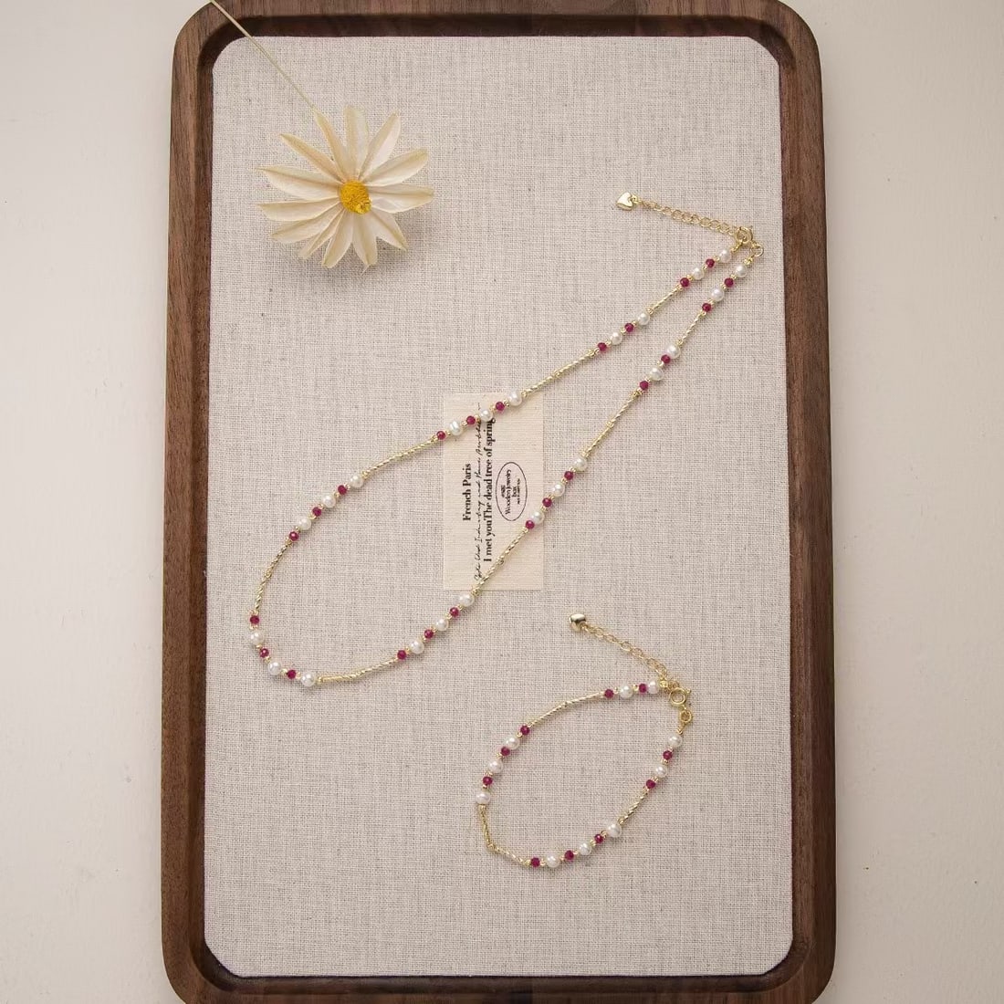 Ruby and Pearl Jewelry Set - 3