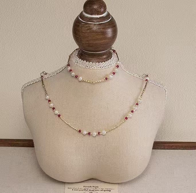 Ruby and Pearl Jewelry Set - 4