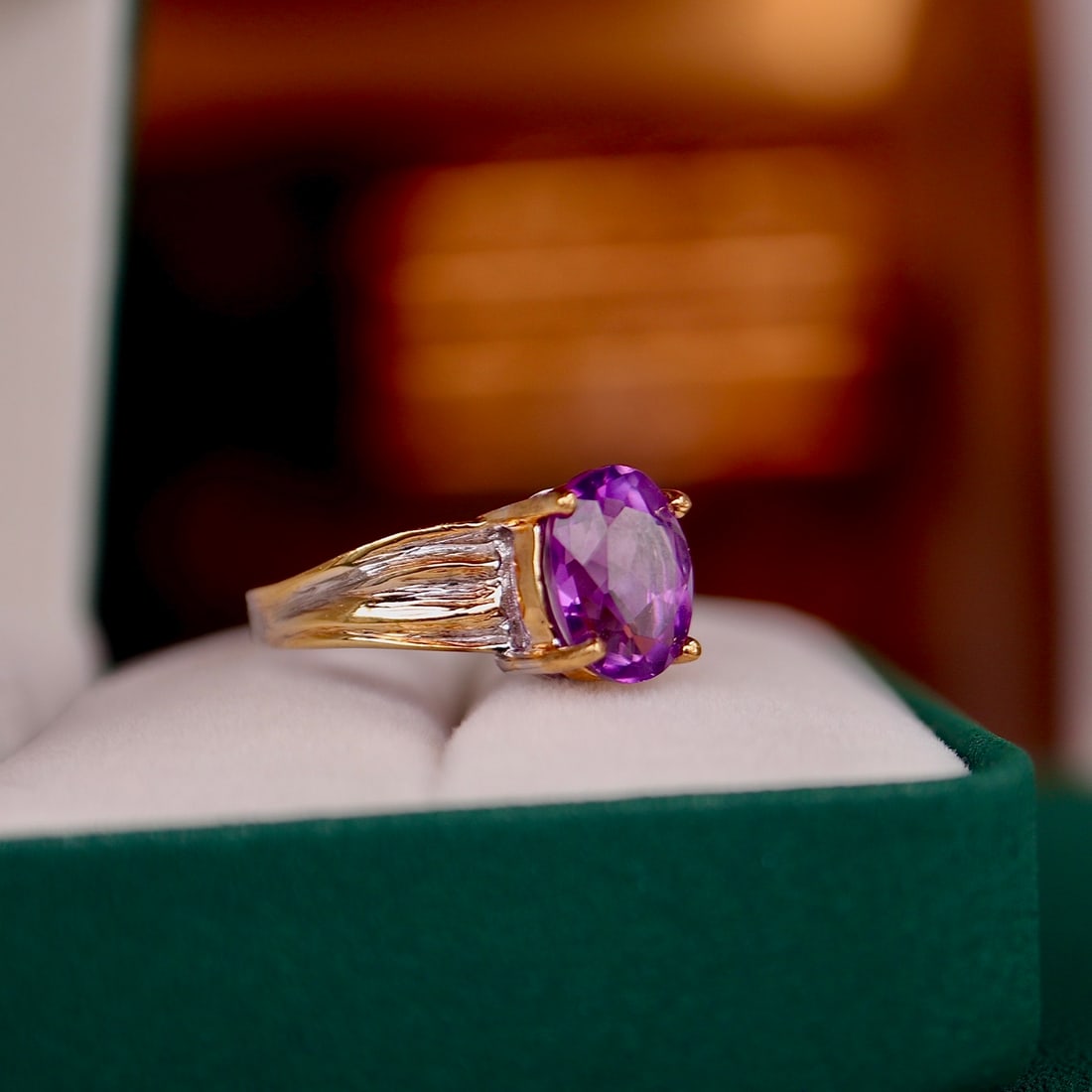 Natural amethyst sterling silver ring - 2