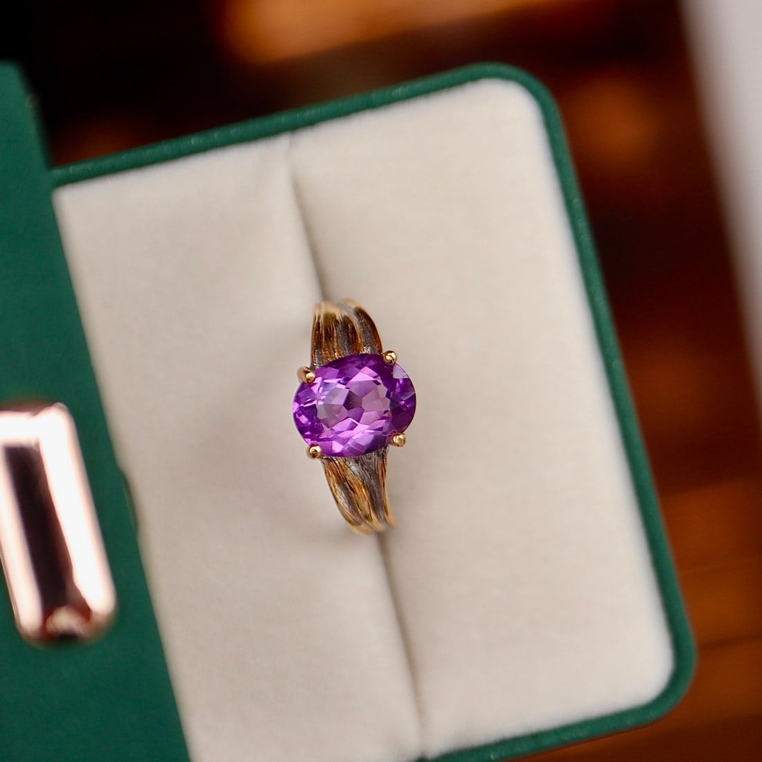 Natural amethyst sterling silver ring - 3