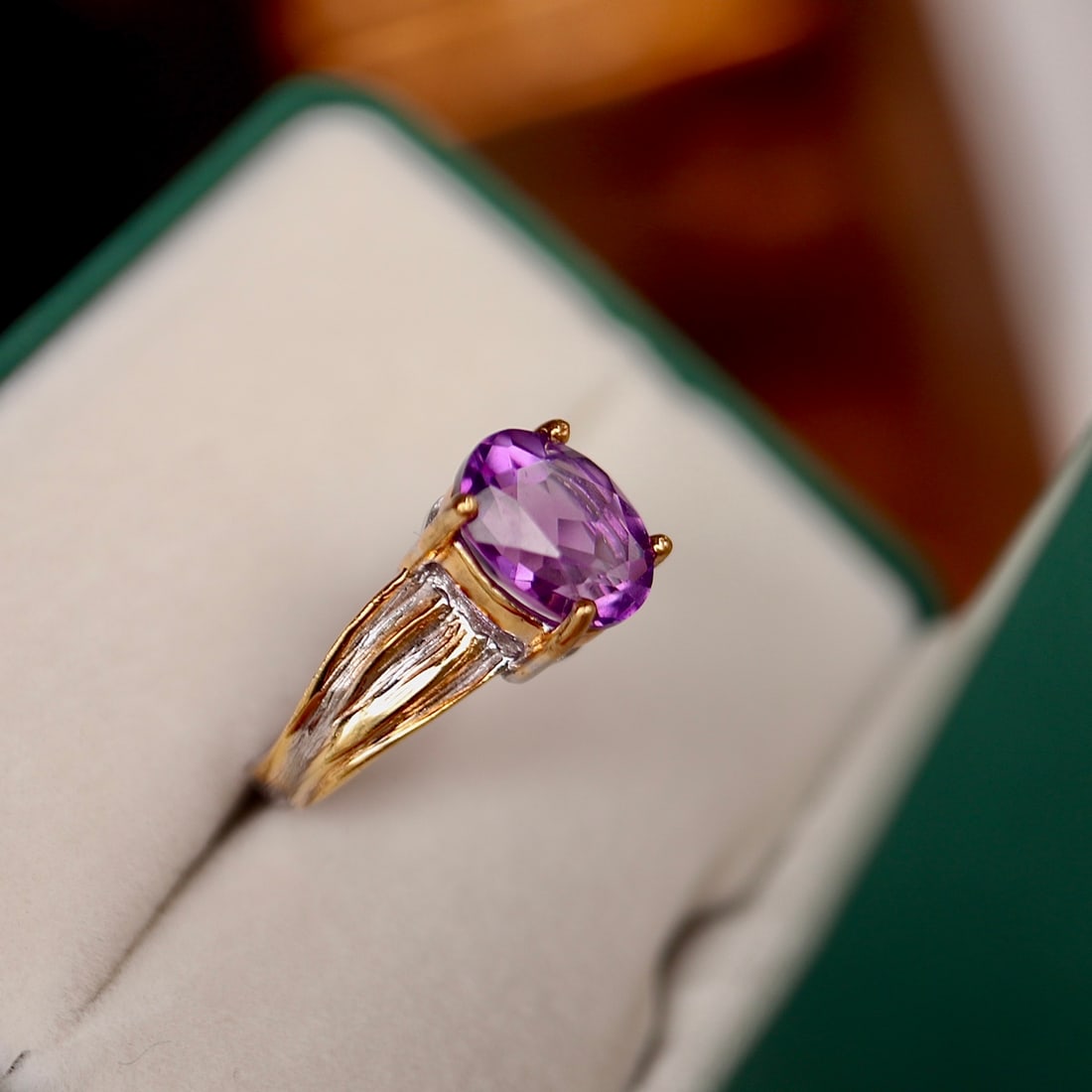 Natural amethyst sterling silver ring - 4