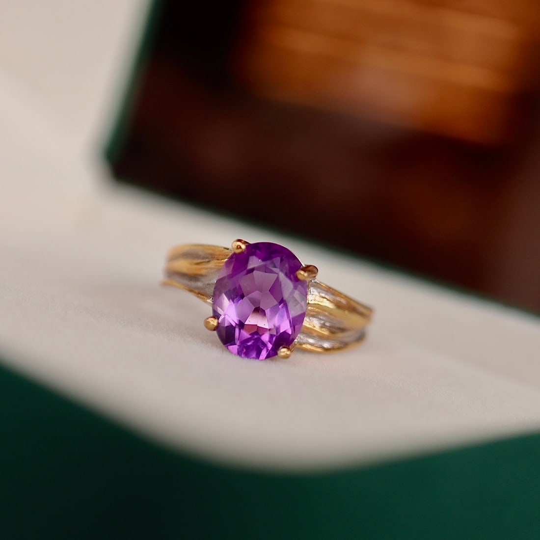 Natural amethyst sterling silver ring - 5