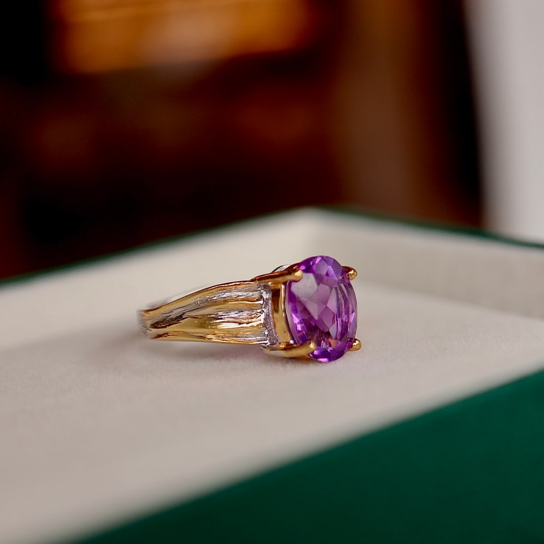 Natural amethyst sterling silver ring - 6