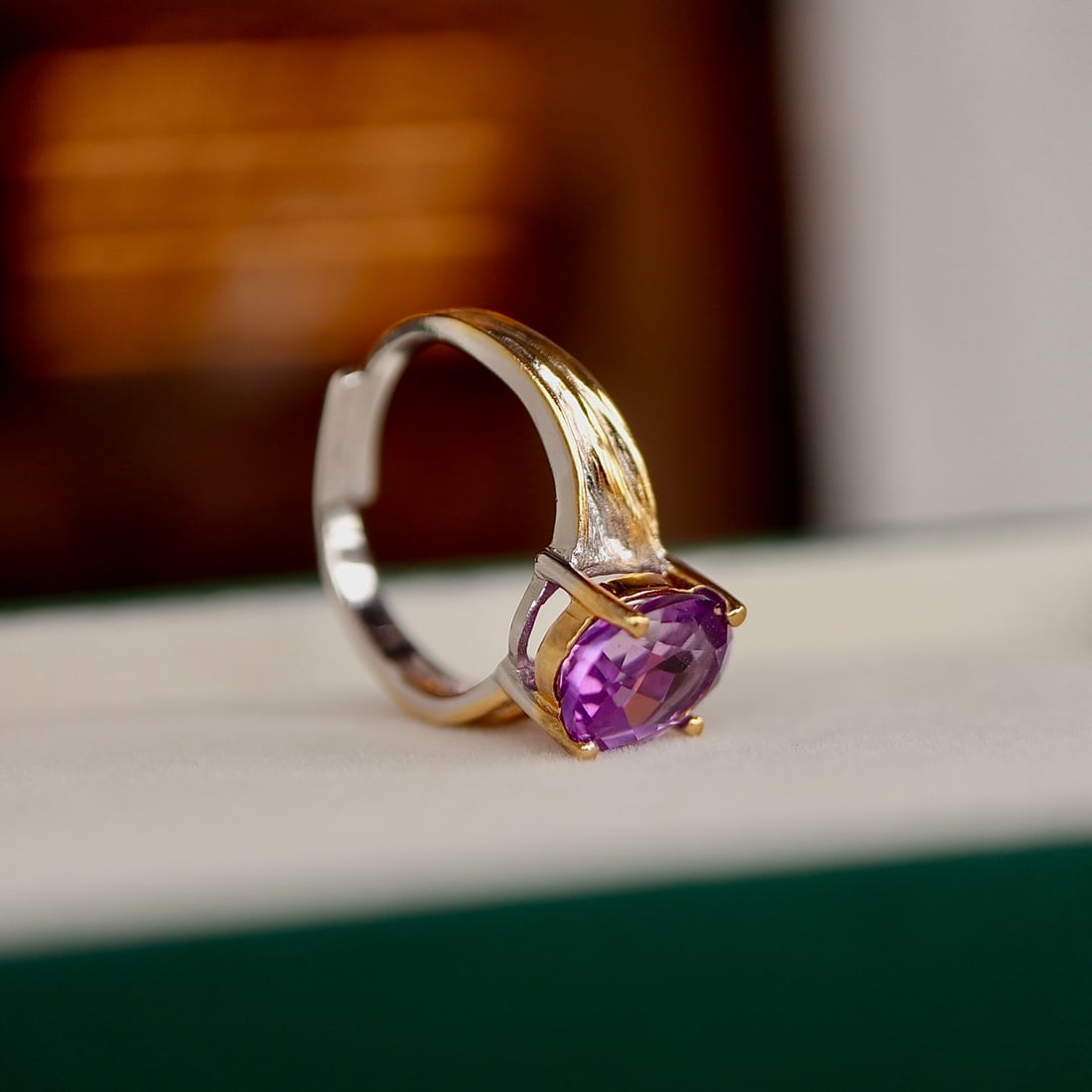 Natural amethyst sterling silver ring - 7