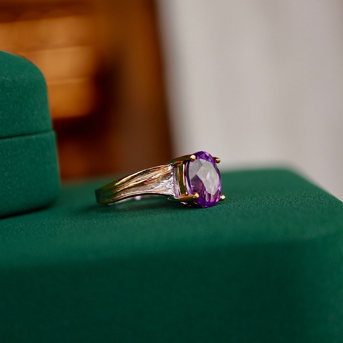 Natural amethyst sterling silver ring - 8