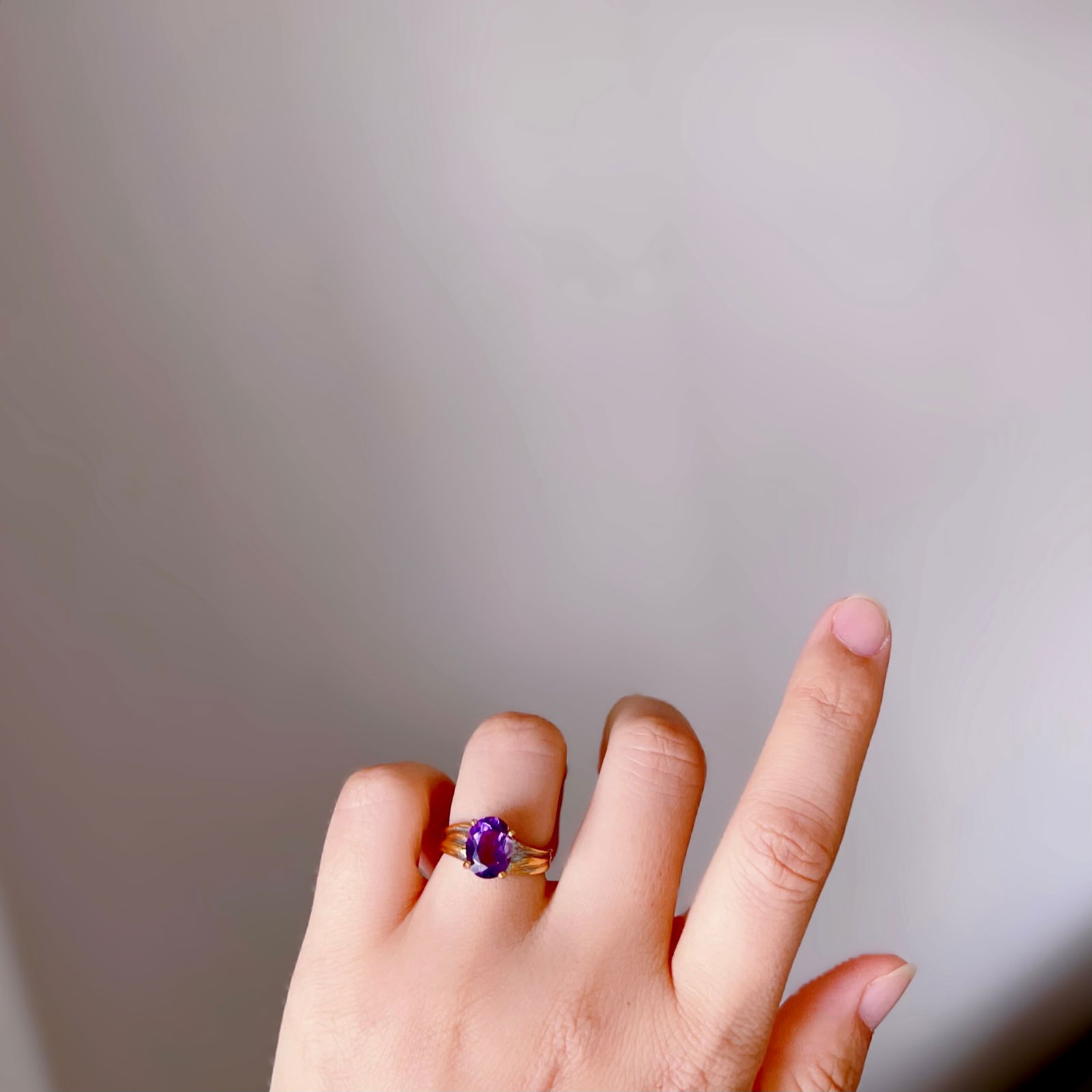 Natural amethyst sterling silver ring - 9