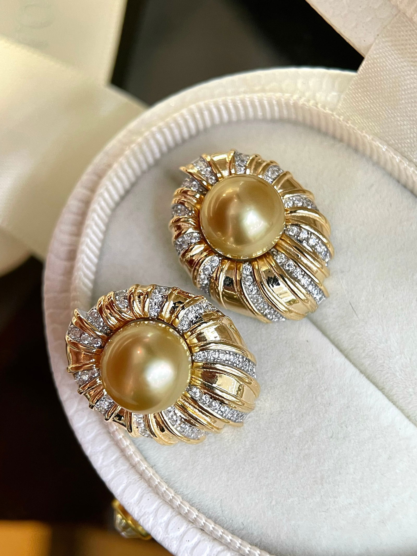 Silver Natural Gold Pearl Earrings - 2