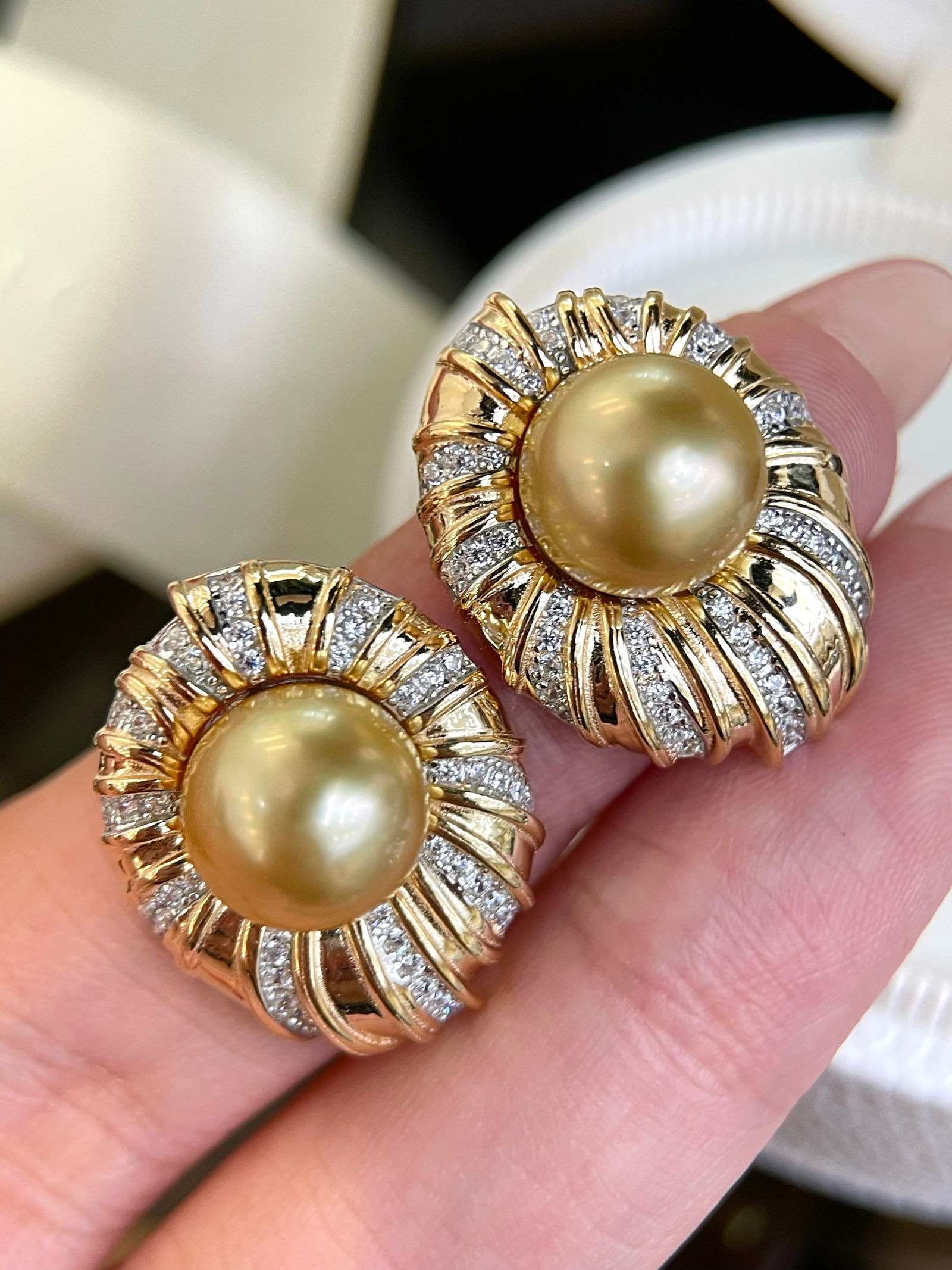 Silver Natural Gold Pearl Earrings - 3