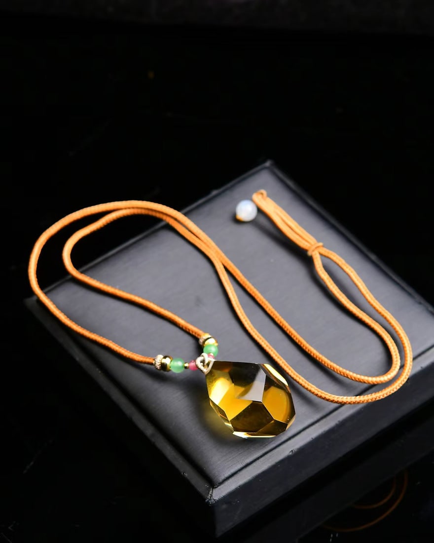 Brazilian Yellow Citrine Faceted Pendant - 5