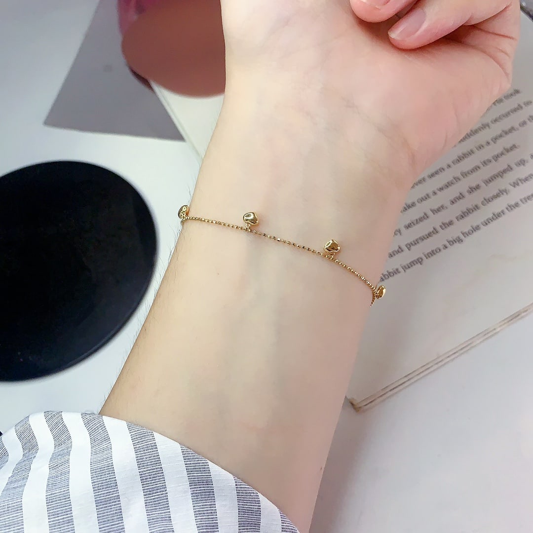 18k Gold Heart Bracelet - 5