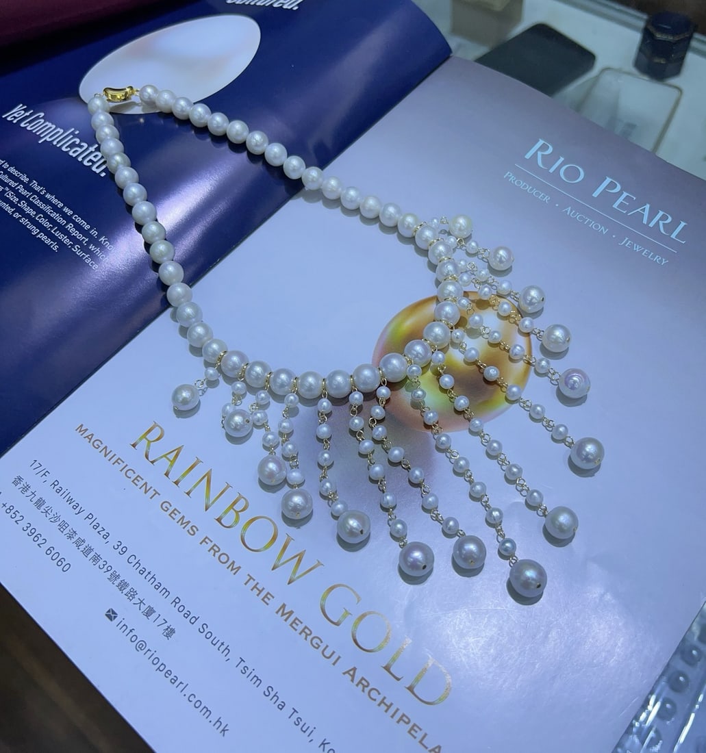 Natural white pearl necklace - 4