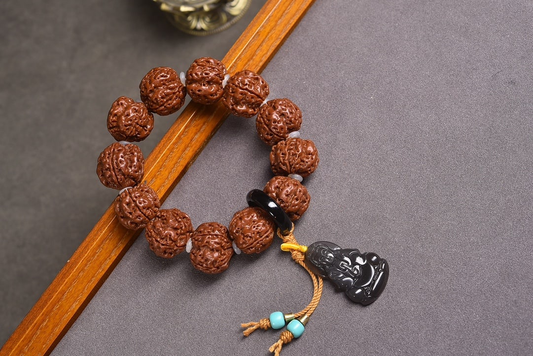 Vajra Bodhi Seed with Obsidian Bracelet - 2