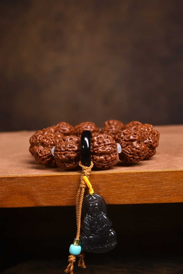 Vajra Bodhi Seed with Obsidian Bracelet - 3