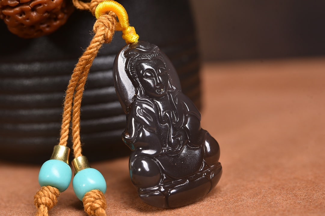 Vajra Bodhi Seed with Obsidian Bracelet - 4