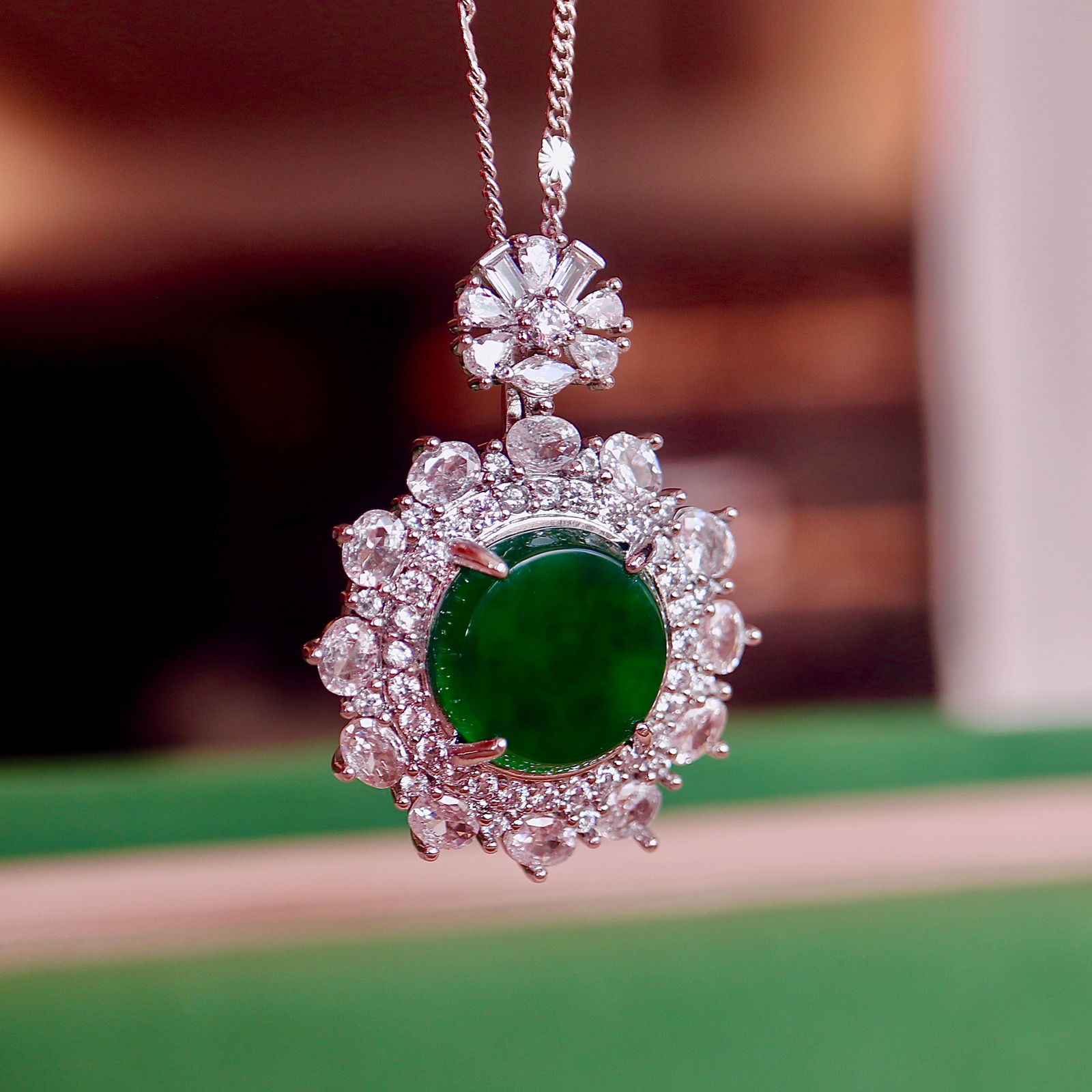 Natural jadeite round pendant - 3