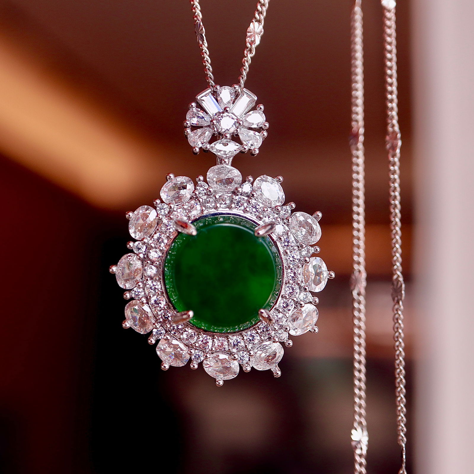Natural jadeite round pendant - 4