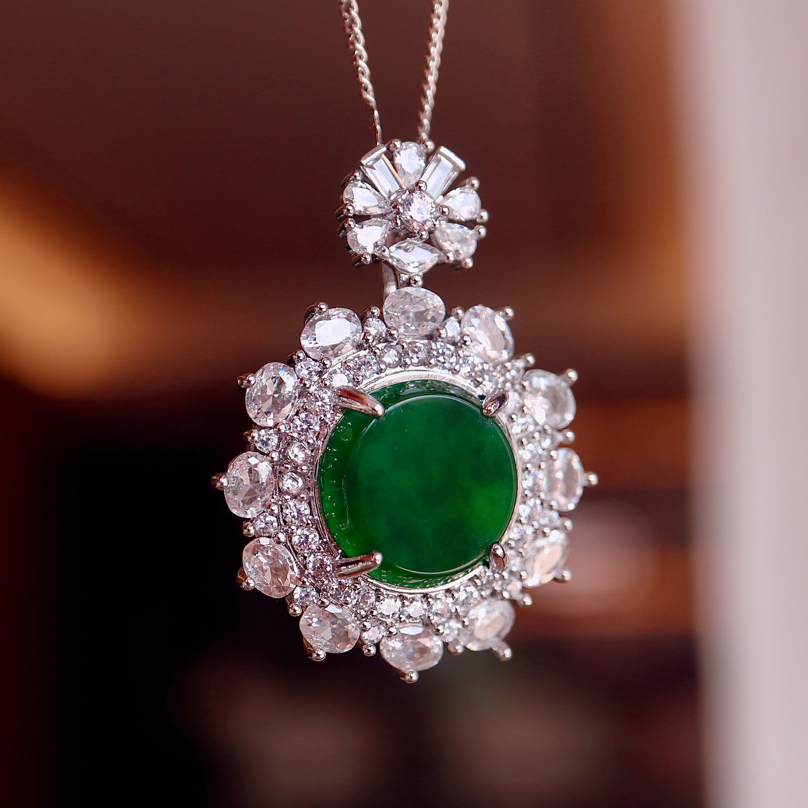 Natural jadeite round pendant - 5